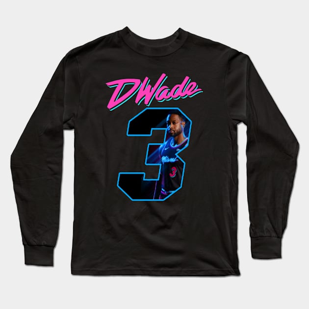 Dwade #3  Miami Vice City Long Sleeve T-Shirt by Niko Neon